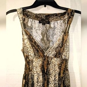 Vintage 00s Y2K Basix Snakeskin Print Bodycon Summer Midi Dress Sz Sm